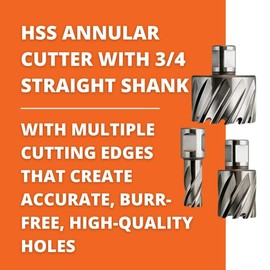 Jancy Slugger by Fein - HSS Nova Annular Cutter with Premium M2 High Speed Steel - 3/4-inch Straight Shank, 1-inch Depth, 27/64-inch Diameter - 63134107001