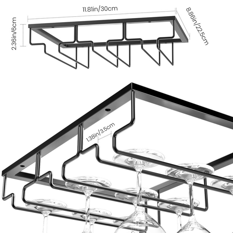 Nuovoware Wine Glass Rack, 2-Pack Under Cabinet Stemware Holder -