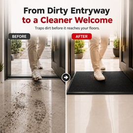 Non-Slip Dirt-Trapping Door Mat for Entryways - Thick Slow-Rebound Surface with Rubber Backing