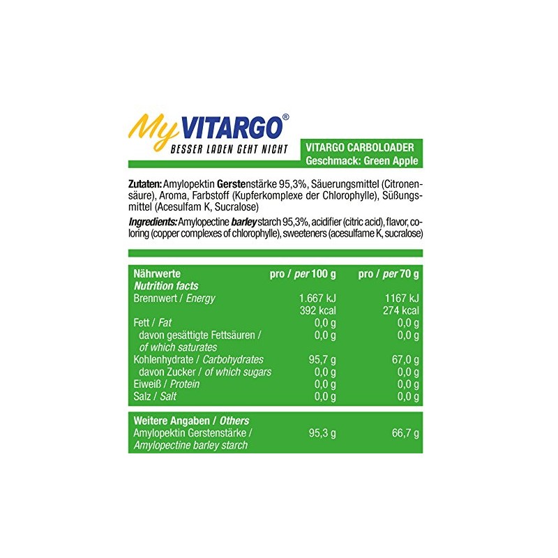 Vitargo CARBOLOADER Single Bag (70g Bag/1 Serving) Green Apple
