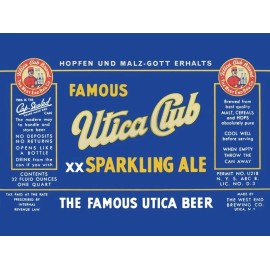 Utica Club Sparkling Ale, Utica New York NEW METAL SIGN: 12 x 16" & Free Ship.