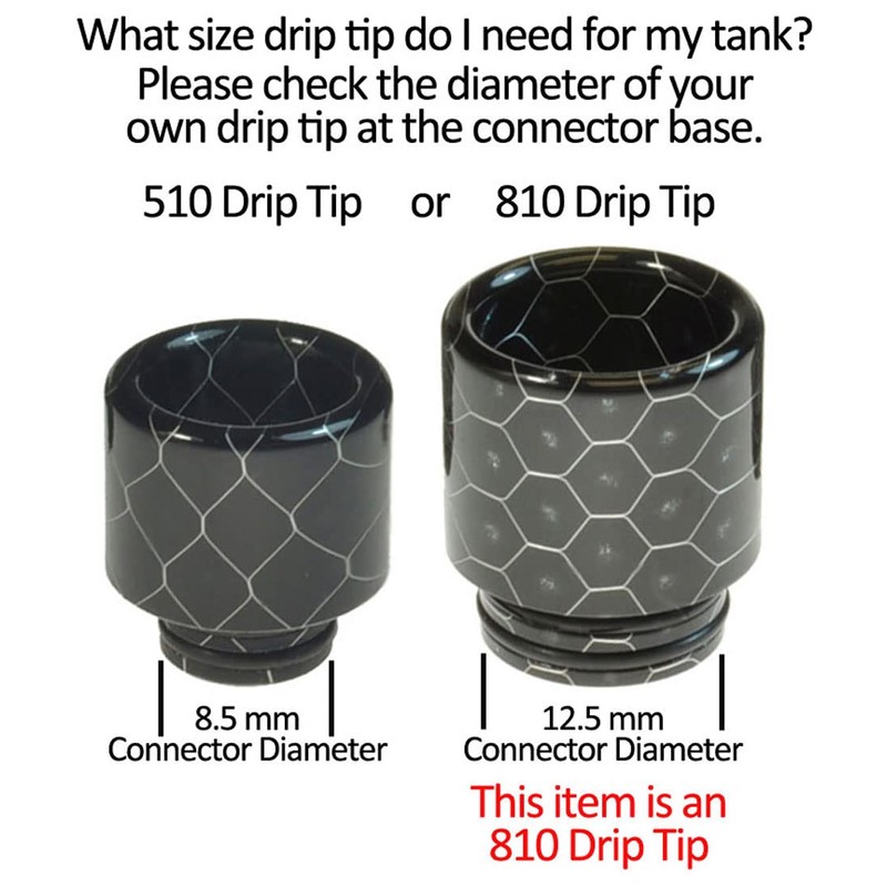 Armerah Cone 810 Drip Tip eCig Mouthpiece Short/Big Epoxy Resin