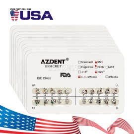 AZDENT Dental Orthodontic Brackets Braces Mini Standard MBT Roth 0.22 Hook 345  - Mini Roth Slot.022 Hooks 3-4-5, 20