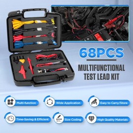 Multimeter Test Lead Kit Automotive 68PCS Back Probe Kit Multi Function Multimeter Leads Kit Size Coding Circuit Test Leads Kit with Alligator Clips Electrical,Banana Plug Test Lead,Oscilloscope Probe