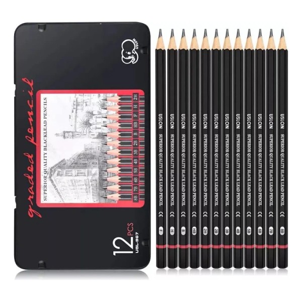 Vakrny Set De 12 Lápices De Dibujo Para Dibujo Profesional