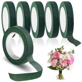 1/2" Wide Dark Green Floral Tapes, 5 Rolls Flower Tape, Floral Tapes Florist Wraps for Bouquet Stem, Adhesive Florist Tape for Floral Crafts, Bouquet Floral Arranging Stem Wrapping, Wedding Bouquet