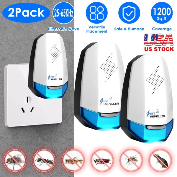 iMounTEK 2pcs Ultrasonic Pest Control Repeller Indoor Mosquito Repellent with