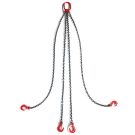 Pindex 1/4 Inch X 5 Ft Chain Slings for Lifting, G80 Alloy Steel Lifting Sling Hoist 3 Ton with 4 Leg Grab Hooks, 5 Feet