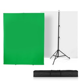 Versatile Backdrop Stand, 6.5x6.5ft Wrinkle-Resistant Collapsible Background Chromakey White & Green Screen for Photo Studio Video Shooting, Portrait Headshot Photography (2x2m 6.5x6.5ft)