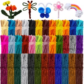 1800 Pcs Pipe Cleaners 6 mm by 12 Inch Chenille Stems Pipe Cleaners Craft Supplies Art Supplies for Kids Adults DIY Creative Decorations, 36 Assorted Colors (Stylish Color)
