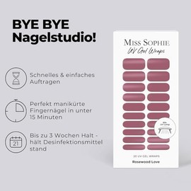 Original Miss Sophie UV Gel Nagelfolien Rosewood Love UV I 20 UV Gel Nagellack-Streifen einfarbig I F√ºr Finger- & Fu√ün√§gel