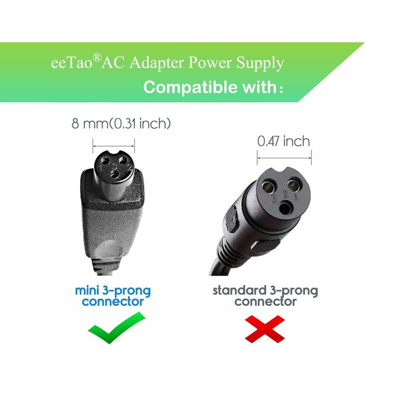 eeTao 3-Pin 42V AC/DC Adapter Charger Compatible with Swagtron Swagboard