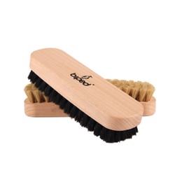 biped Set of 2 Beech Wood Shoe Brush with Natural Bristles for Cleaning or Polishing z2345 (1 x Light / 1 x Dark)