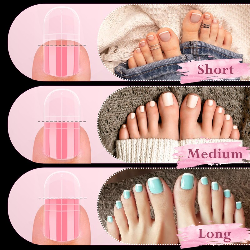 Kiiwah 130 Pcs Toes Nail Forms for Polygel, Reusable Square