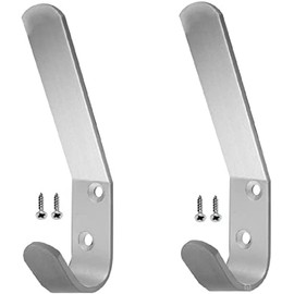 SISI UK® Double Hat and Coat Hooks Aluminium Dress Robe Garment Hangers Hook (with Screws) Pack of 10