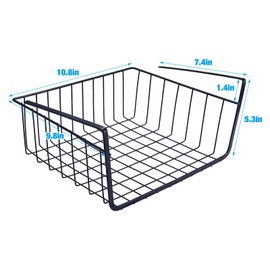 HOMOKUS 5pcs Under Shelf Wire Basket,Hanging Storage Baskets,Under Cabinet Add-on Storage Racks,Slides Under Cabinet Shelf Baskets Organizer for Kitchen Pantry Counter Desk Bookshelf (Black)