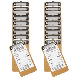 PATIKIL Wood Check Presenters for Restaurants, 20 Pack Wooden Guest Check Book Waitress Server Note Pads for Cafes Restaurant, 8" x 4" (Natural)