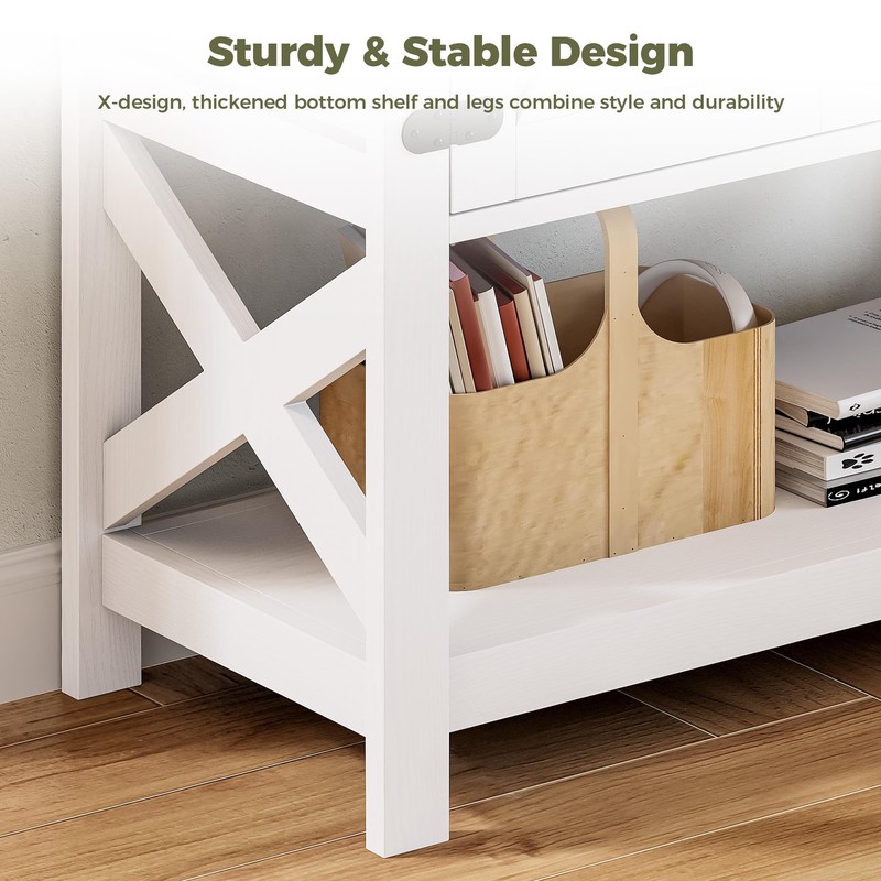 IRONCK Console Table with Power Outlets, Farmhouse Entryway Table with