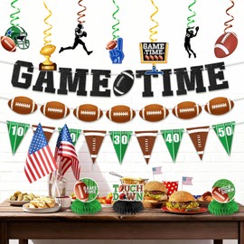 20Pcs Football Party Decorations - Banner, Hanging Swirl, Honeycomb