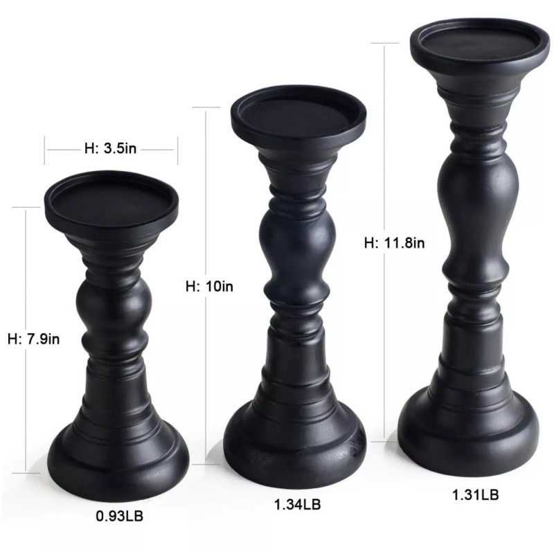 Home Decor Resin Pillar Candle Holders Set of 3 7.9",