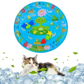 JazRvr Water Mat Cat, Water Play Mat for Cats, 65 cm Inflatable Cooling Mat for Pets, Summer Interactive Toy for Cats and Children