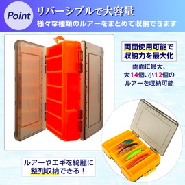 RoaRion 2 Sided Lure Box Set of 2 Tackle Box Metal Jig Reversible Case Fishing Tackle Case Fishing (Black, Large)