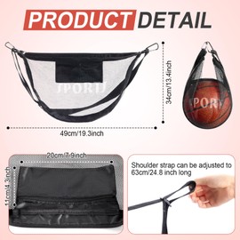 Soulchen 3 pcs Single Ball Bag with Zipper Pocket Mesh Ball Storage Bag with Buckle Clip Sport Equipment Drawstring Sling Storage Net for Carrying Basketball Soccer Football Volleyball