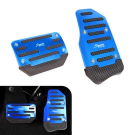 DYEKNEE 2 PCS Car Brake + Throttle Foot Pedals Kit, No Drilling Required Alloy Sports Decoration, Upgraded Anti-Slip Rubber Strip Foot Pedal Cover, Universal for Automatic Transmission Cars (Blue)