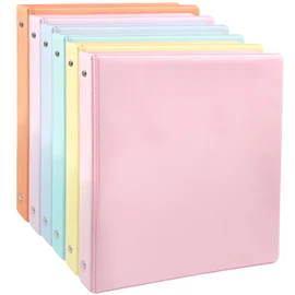 1 Inch 3 Ring Binder with Pockets​​ - 6 Pack Binders Bulk for US Letter Size Paper, Multicolor for Office, Home,Work,School Use(Pink Binder)
