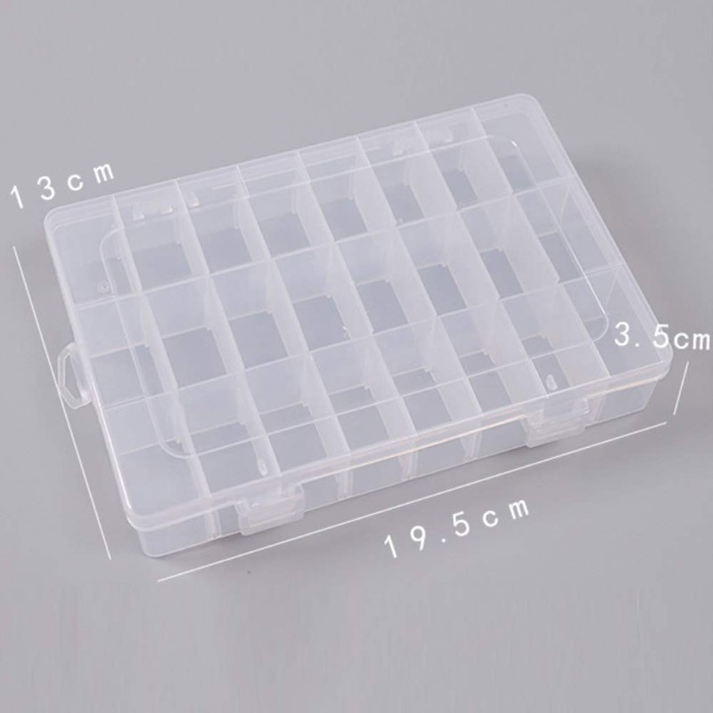 Sorting Box, Portable 24 Grid Clear Hard Plastic Adjustable Jewellery