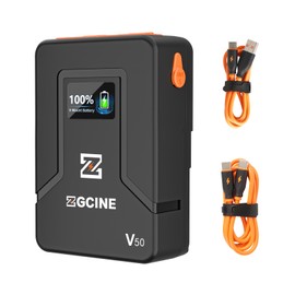 ZGCINE ZG-V50 Portable V-Lock Battery 3400mAh 14.8V 50Wh Large Capacity V-Mount Battery with D-Tap USB-C BP Input & Output USB-A DC Outputs for Cameras Camcorders Large LED Video Lights Monitors Smartphones Laptop