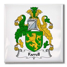 Carpe Diem Designs Farrell Family Crest/Coat of Arms Ceramic Tile for Coaster, Hot Plate, Trivet or Decorative Accent