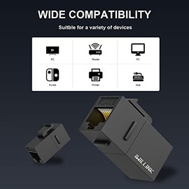 iwillink RJ45 Cat6 Acoplador Keystone, paquete de 25 unidades, conector Cat6 hembra a hembra, inserto acoplador Keystone UTP, acoplador Ethernet, Negro