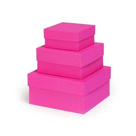 Barberrie Pink Nested Boxes, Small 3 Piece Set Holiday Birthday Wedding Basket