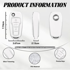 TOOMUME Key Cover TPU Car Key Case Fits Ford Edge Explorer Escort Ecosport Everest Escape Fiesta Focus Fusion Nissan Toyota, Key Cover Protection Key Shell - Flip Key