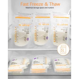 Breastmilk Storage Bag 8 OZ, Sterile Temp-Sensing Discoloration Milk Storing Bags for Breastfeeding, Disposable No-Leak Breast Milk Bags with Pour Spout, Self-Standing Milk Freezer Bag 120pcs