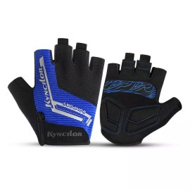 Unbranded Mens Half Finger Shockproof Cycling Gloves Breathable MTB Mountain Bike Gloves - Blue, XL