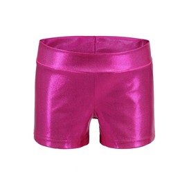 Girls Dance Short Gymnastics Athletic Shorts Sparkle Glitter Tumbling Bottoms (Rose red, 110)