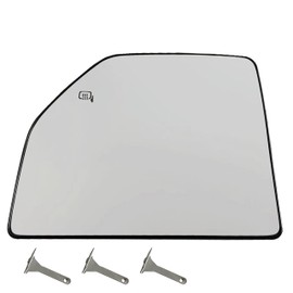 Driver Side Heated Upper Mirror Glass Compatible with 2015-2022 Ford F150 F250 F350 F450 F550 Super Duty Truck Left Side Towing Mirrors Glass FL3Z17K707T with Rear Holder
