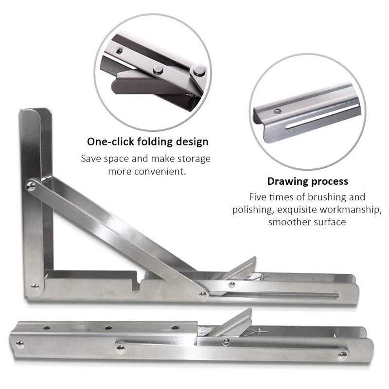 Folding Shelf Brackets - Heavy Duty Stainless Steel Collapsible Shelf