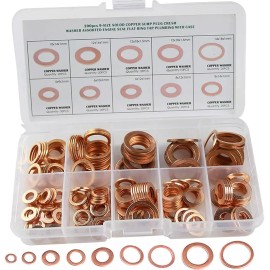 L&T 200pcs/set Purple Copper Washer Sealing Ring Gasket Flat