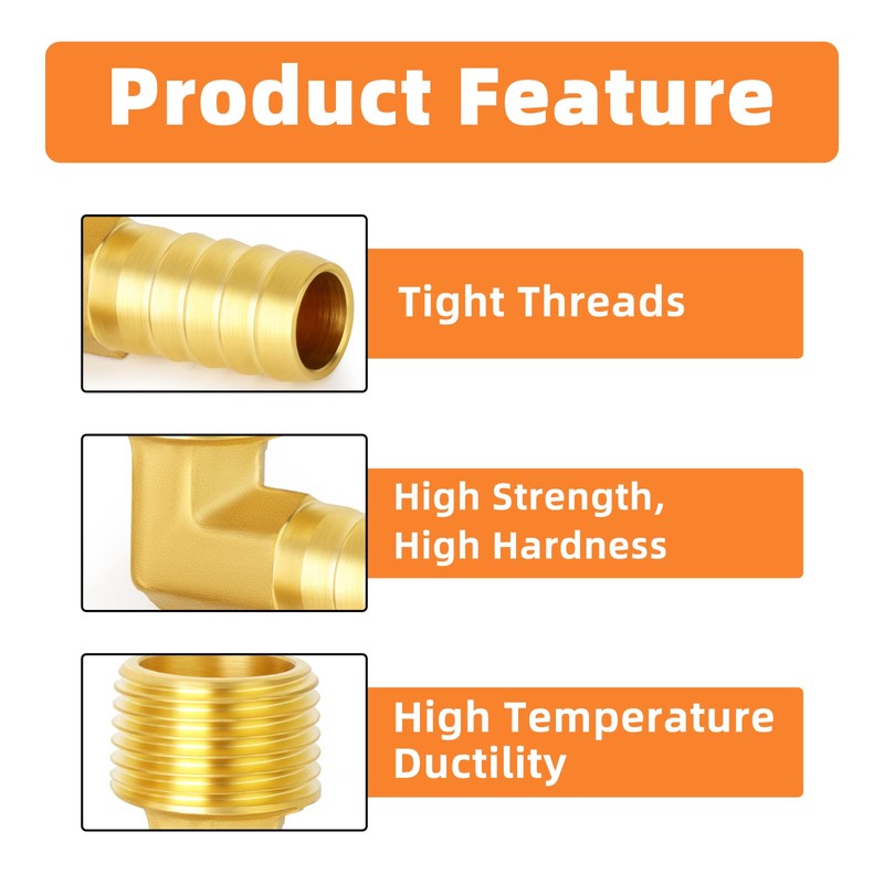 GASHER Brass Hose Barb Reducer 90 Degree Elbow 3/8" NPT