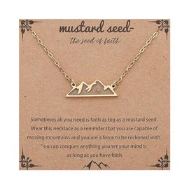 Mustard Seed Necklace Mountain Hill Christian Faith Mustard Seed Necklace Geometric Religious Mustard Seed Move Mountains Necklace Inspirational Christian Baptism Birthday Jewelry Gift -Mountain Gold