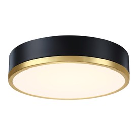 Flush Mount Ceiling Light Fixture, Black Gold LED Ceiling Light, 13 Inch 22W Modern Flush Mount Lights, Dimmable Metal Ceiling Light for Hallway, Bedroom, Kitchen, Close to Ceiling Light Fixture