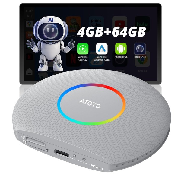 ATOTOZONE CB6 Wired CarPlay to Wireless CarPlay/Android Auto Adapter with