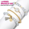 Edary Set of 4 Bracelets with Tassels - White Marble