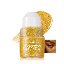 Roll–on Body Glitter Gel for Face&Hair,Sparkly Gold Longlasting Face Glitter Stick,Chunky Chameleon Holographic Glow in The Dark Glitter Gel,Festival Party Rave Accessories Shimmer Makeup for Women-08