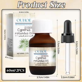 Pack of 2 Cyperus Rotundus Oil, 60 ml Pure Cyperus Oil for Hair Removal, 100% Pure Cyperus Oil, Vegetable Oil for Hair Removal, Hair Removal Care Oil, Reduction of Body Hair Growth