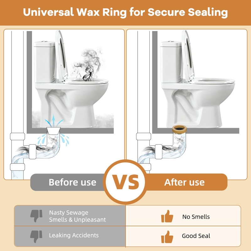 Hibbent Extra Thick Toilet Wax Ring Replacement Kit, Universal Toilet
