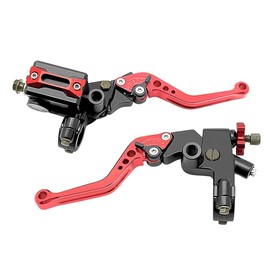 Mabutingti Upgrade 7/8" 22mm Universal Handlebar Master Brake Cylinder Clutch Lever Left Right Set Compatible with Polaris Yamaha Suzuki Honda Kawasaki Motorcycle Hand Brake Pump Brake Cylinder (Red)